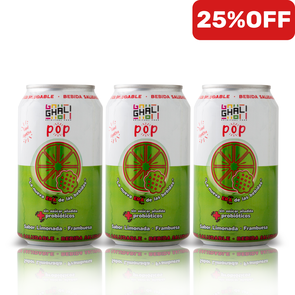 CAJA LATA BEBIDA SALUDABLE POP LIMÓN-FRAMBUESA (12 unidades)