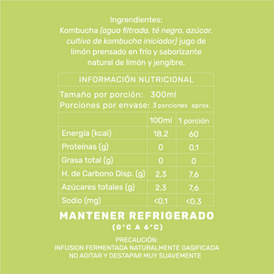 CAJA KOMBUCHA LIMÓN - JENGIBRE 1 LITRO (6 unidades)