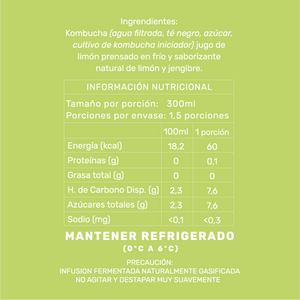 CAJA KOMBUCHA LIMÓN-JENGIBRE (9 unidades)